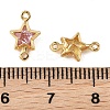 SHEGRACE Brass Pave Cubic Zirconia Star Connector Charms XGRQ2O760-441G-3