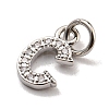 Initial Letter Brass with Cubic Zirconia Charms KK-Q814-26C-P-2