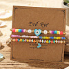 3Pcs Glass Seed Bead & Resin & Brass Braided Bead Bracelets LW3639-4-3