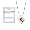 925 Sterling Silver Cube Empty Bead Cage Charms STER-WH0005-62-1