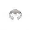 Non-Tarnish 304 Stainless Steel Flat Round with Sun Wrap Open Cuff Ring for Women RJEW-S405-222P-2