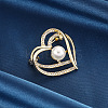 Heart Alloy Rhinestone Brooches for Women PW-WGCAEA0-01-4