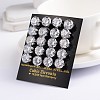 Flat Round 304 Stainless Steel Cubic Zirconia Stud Earrings EJEW-H306-38-3mm-2