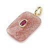 Natural Strawberry Quartz Faceted Pendants G-B186-01G-05-2