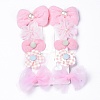 5 Pair 5 Style Bowknot & Flower Polyester Alligator Hair Clips PHAR-C012-01A-1