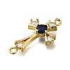 Brass Blue Cubic Zirconia Cross Connector Charms ZIRC-I070-012G-2