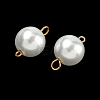 Baking Paint Pearlized Glass Pearl Round Connector Charms PALLOY-PH01725-1
