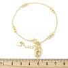 Brass Micro Pave Clear Cubic Zirconia Charm Bracelets for Women BJEW-C083-13G-5