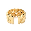 Heart Double Layer Brass Open Cuff Rings for Women RJEW-A046-02G-3