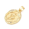 Brass Pave Cubic Zirconia Pendants KK-U062-51G-2