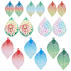 16Pcs 8 Colors 201 Stainless Steel Etched Metal Embellishments Pendants STAS-PH0007-19-1