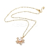 Flower Brass Micro Pave Cubic Zirconia Pendant Necklaces with Plastic Imitation Pearl NJEW-A015-02KCG-2