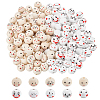 150Pcs 10 Styles Printed Wood European Beads WOOD-PH0002-84-1