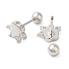 Heart Bow Brass Micro Pave Clear Cubic Zirconia Cartilage Earrings EJEW-L289-03P-02-2