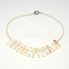 Mixed Styles Natural White Mother of Pearl Shell Bib Statement Necklaces NJEW-L096-05-2