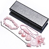 Natural Rose Quartz Dowsing Pendulum Cone Big Pendants & Heart Massage Stone & Bracelet & Pendant Decoration Sets PW-WG73208-01-1