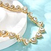 Brass Clear Cubic Zirconia Heart Link Chain Necklaces for Women NJEW-H057-02G-3