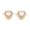 Brass Pave Clear Cubic Zirconia Connector Charms KK-N284-23G-1