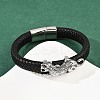 11.5MM Microfiber Leather Braided Cord Leopard Bracelets BJEW-H631-02AS-01-2