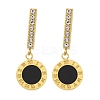 Ion Plating(IP) Stainless Steel Inlay Rhinestone & Enamel Stud Earrings for Women EJEW-M024-04G-1