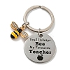 Teacher's Day Gift 201 Stainless Steel Flat Round with Word Keychains KEYC-FS0001-09-1