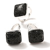 Natural Lava Rock Adjustable Rings RJEW-H240-01S-14-1