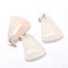 Trapezoid Natural Rose Quartz Pendants G-Q359-20-2