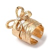 Alloy Rhinestone Bowknot Wide Open Cuff Rings for Women RJEW-S412-07KCG-3