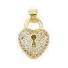 Heart Rack Plating Brass Micro Pave Cubic Zirconia Pendants KK-Z074-53G-1