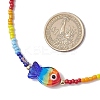 Boho Handmade Lampwork Fish & Colorful Glass Seed Beaded Necklaces for Women NJEW-TA00199-3