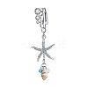 304 Stainless Steel Pave Cubic Zirconia & Plastic Pearl & Natural Shell Starfish Dangle Clip on Belly Rings FS-WG69EA3-04-1