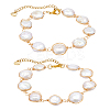 2Pcs Natural Keshi Pearl Link Bracelets for Women BJEW-UN00016-1