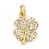 Brass Micro Pave Clear Cubic Zirconia Clover Charms KK-I360-043G-1