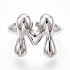 Initials Brass Open Cuff Ring for Women RJEW-N046-02M-P-2