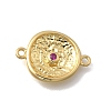 Brass Micro Pave Cubic Zirconia Flat Round Links Connector Charms KK-D431-068G-2