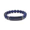 Natural Lapis Lazuli(Dyed) Beaded Stretch Bracelet BJEW-JB08879-01-1