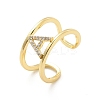 Clear Cubic Zirconia Initial Letter Open Cuff Ring RJEW-A012-01G-A-3
