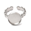 Flower 304 Stainless Steel Cuff Ring Components STAS-P454-05C-P-2