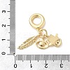 Brass Micro Pave Clear Cubic Zirconia European Dangle Charms KK-C138-06G-3