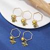 Alloy Bees and Iron Bell Pendant Decoration HJEW-JM01307-01-4