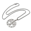 201 Stainless Steel Flat Round Sigil Pendant Necklaces NJEW-H065-19P-2