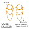 304 Stainless Steel Double Chain Tassel Hoop Earrings for Women MX0764-7