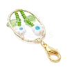 Oval with Flower Glass Seed Bead & Lampwork & Alloy Pendant Decoraitons HJEW-MZ00351-01-4