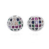 Rack Plating Brass Cubic Zirconia Beads ZIRC-S001-8mm-C03-2