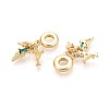 Brass Pave Clear and Green Cubic Zirconia European Dangle Charms KK-T079-86G-2