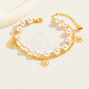 Elegant Brass & Imitation Pearl Double Layer Clover Pendant Anklets for Women's Fashion Style KI5971-1