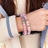 2Pcs 2 Style Natural Rose Quartz Stretch Bracelets Set BJEW-SW00095-6