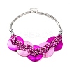 Spray Painted Disc Freshwater Shell & Acrylic Beaed Bib Necklaces NJEW-S427-01P-04-1
