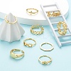 9Pcs 9 Style Brass Cuff Rings RJEW-LS0001-11G-5