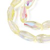 AB Color Plated Transparent Glass Teardrop Beads Strands EGLA-T029-08D-3